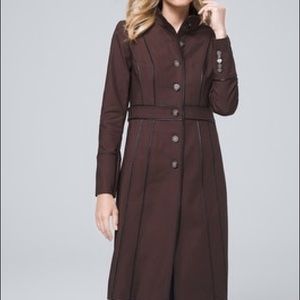 New never worn Whbm Faux Leather-Trim Military Coat brown black